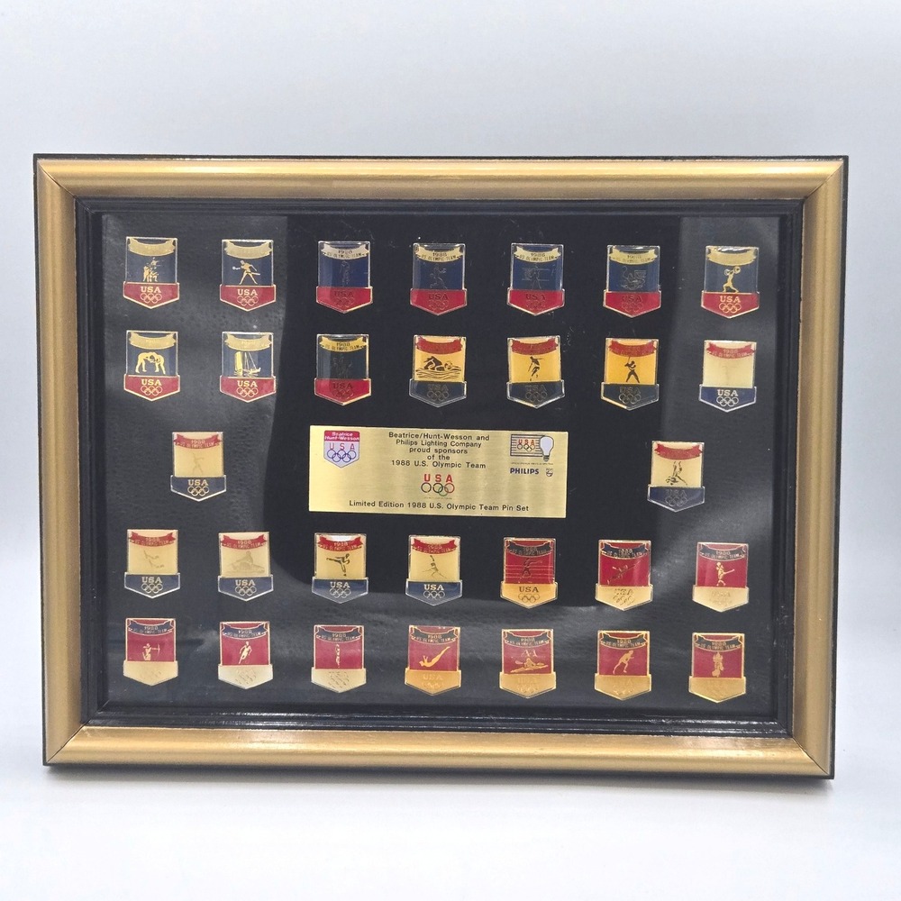 1988 U.S. Olympic Team 30 Pin Set Limited Edition, Framed